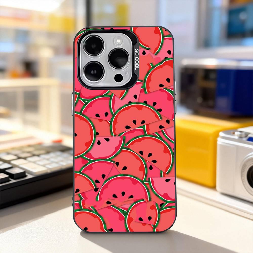 Watermelon Cute Phone Case For iPhone 17,16,15,14,13,12,11,Pro,XS,Max,Plus,Mini,SE4,E IMD Matte Black