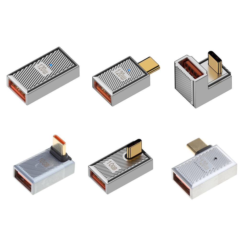 USB to USB C Adapter Type C Male to USB 3.0 Female Converter USB Female Charging Adapter 10Gbps 120W 6A for Laptop Phone