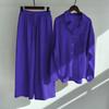 Women's Retro Two-Piece: Loose Shirt & High Waist Wide Leg Pants Suit