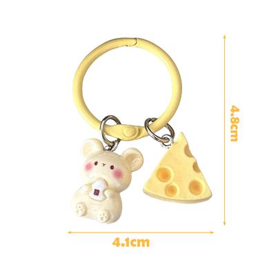 Cute Cartoon Cheese Mouse Keychain For Women Girls Funny Kawaii Pendant Keyring  Backpack Decoration Accessories Gifts