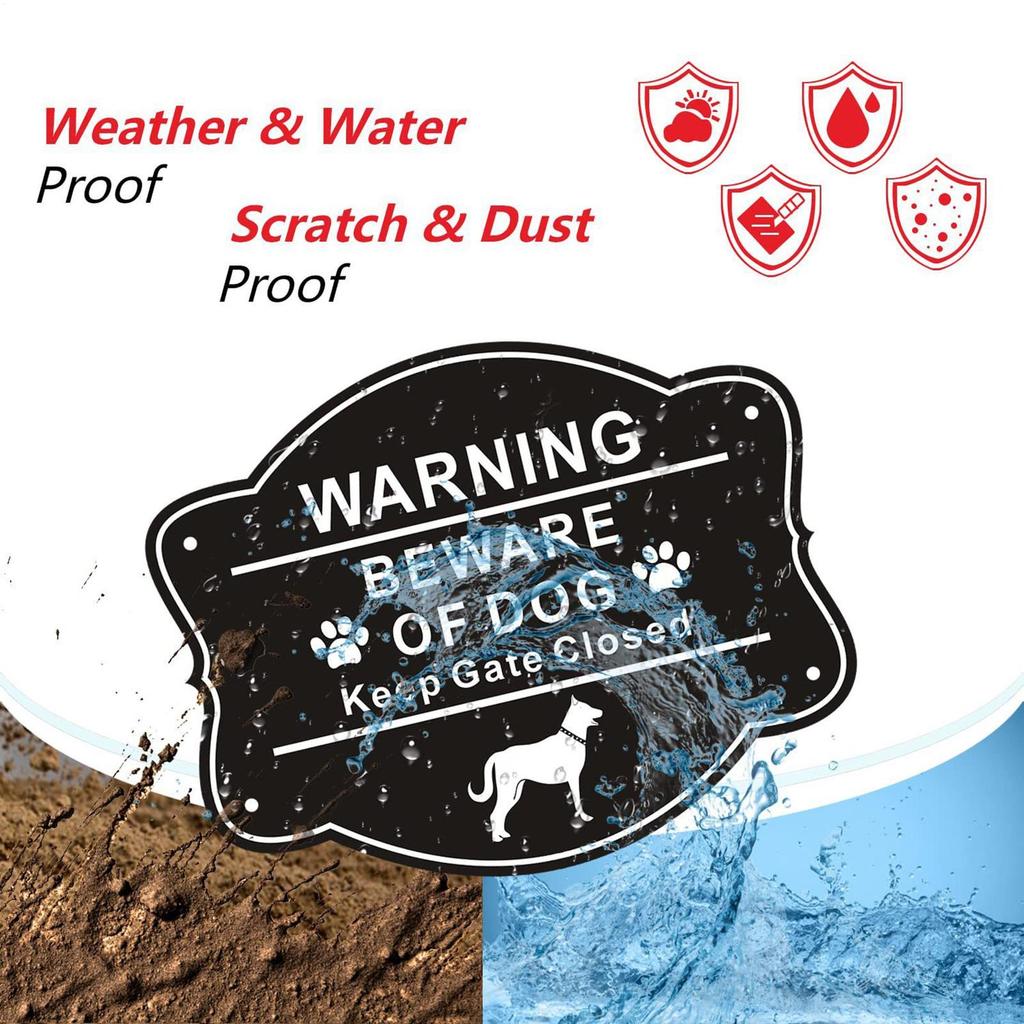 Caution Dog Warning Sign 10x8 Inch Aluminum Metal Anti-Rust Fence Dog Signs Gardening Supplies For Yard Patio Lawn Outside