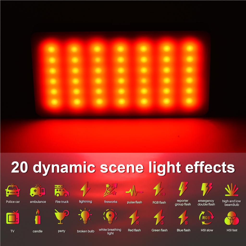 Pocket RGB Video Light LED Fill Light 2500K 9000K Dimmable 20 Lighting Effects Built in Battery with Cold Shoe Mount