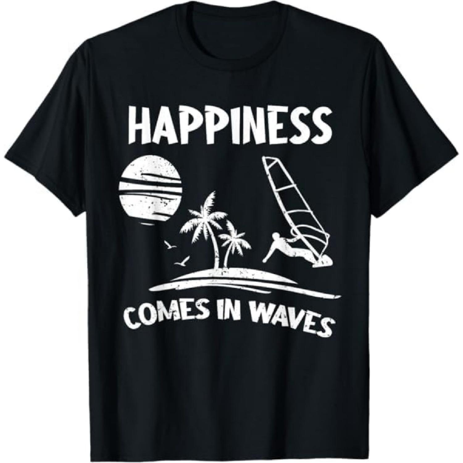 Happiness Comes in Waves Design for a Surf Windsurfer T-Shirt Thuy Mens Womens Tank Top Sweatshirt Hoodie Longsleeve 748 Black XXXXXL разноцветный