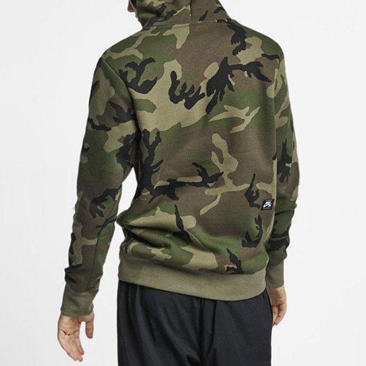 Nike SB Icon Fleece-Lined Skateboarding Hoodie Men Hoodie Green-Camo AT9756-222