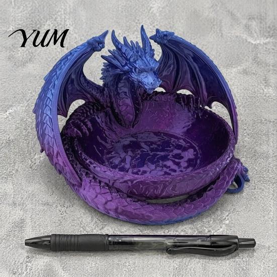 Cooles Tischornament 3D-gedruckter Drache Aufbewahrungsschale für Schmuck Schlüssel, Dekorativer Desktop-Organizer mit Gothic-Schlüsselschale Detaillierte Fantasy-Schuppen