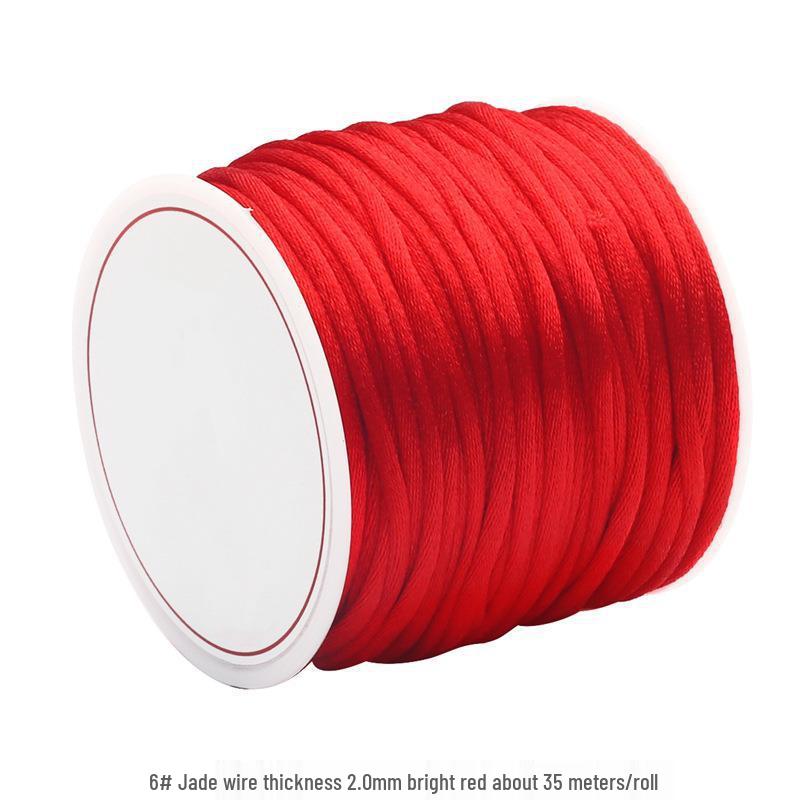 Handmade DIY Red Braided Rope Bracelet with Jade Knot