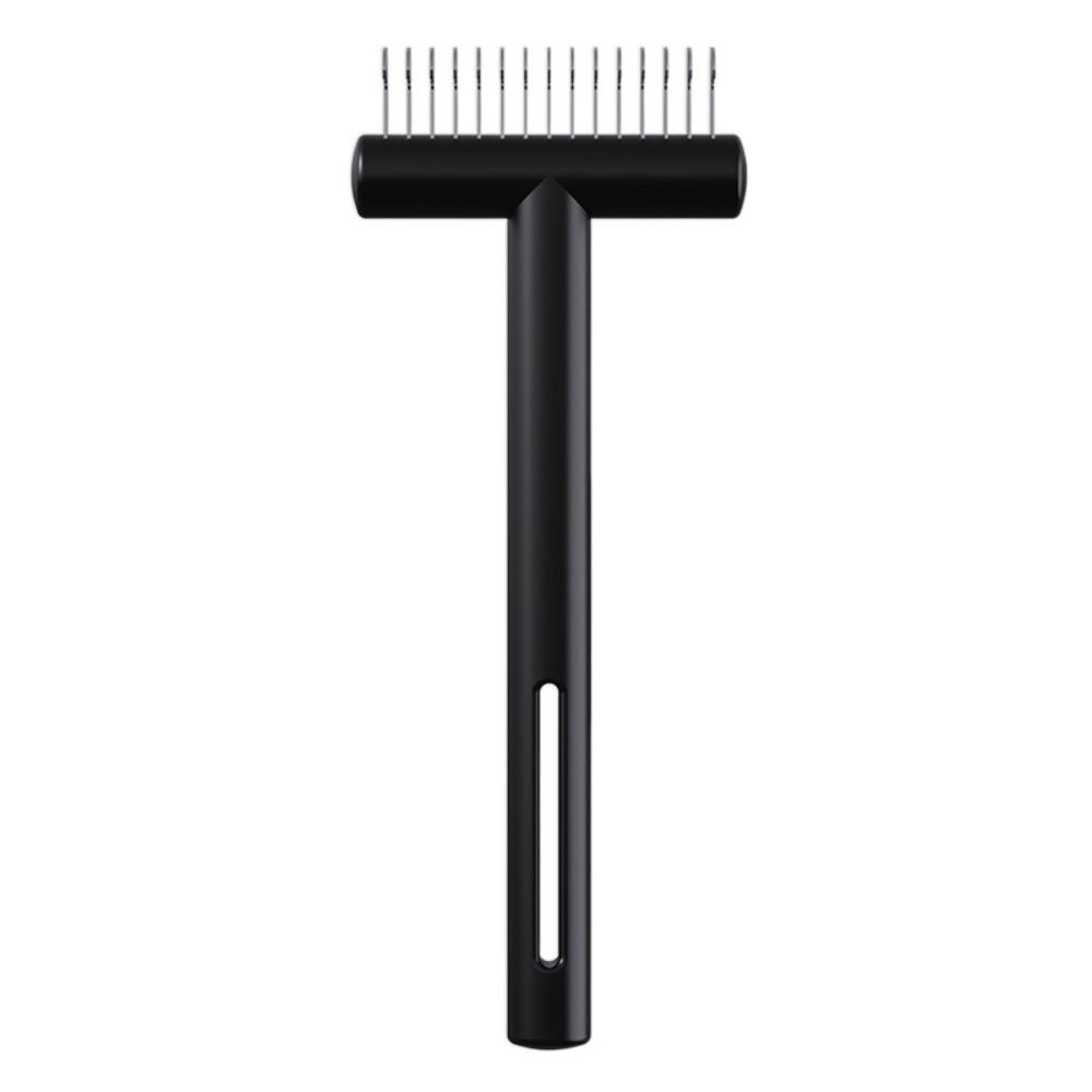 Stainless Steel Dog Detangling Comb Double-sided Tooth Pitch T-type Shedding Cat Brush Portable Deshedding Grooming Tool