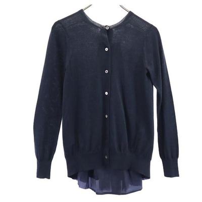 100% Wolle Langärmiger Strickcardigan 2 Marine System Damen Gebraucht