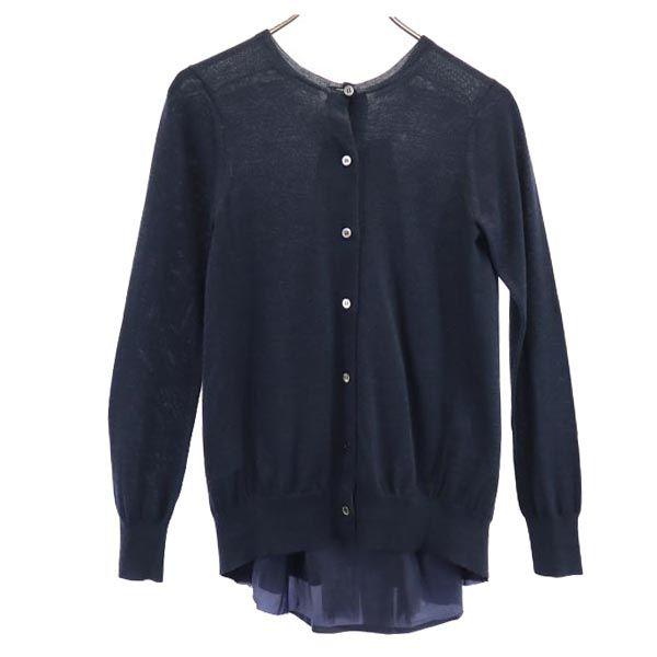 

sacai luck 100% wool Long sleeve knit cardigan 2 Navy system Women Used