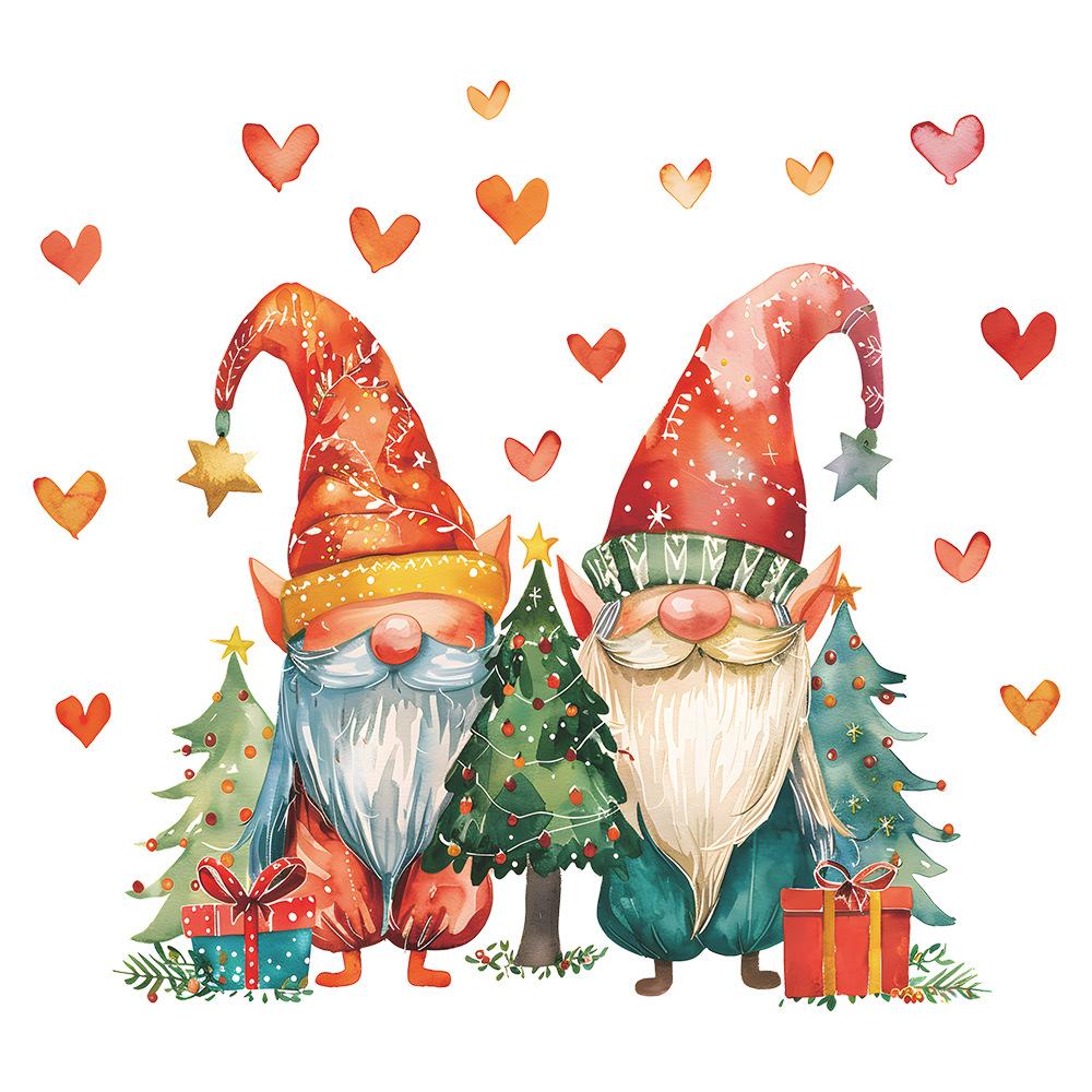 Cartoon Christmas Dwarfs Love Toilet with Bathroom Bathroom Home Decoration Stickers
