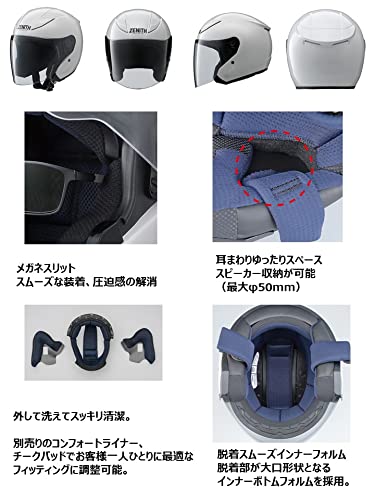 YAMAHA Jet YJ-20 Zenith Motorcycle Helmet, Metal Black, Size L (58-59cm), 90791-2344L