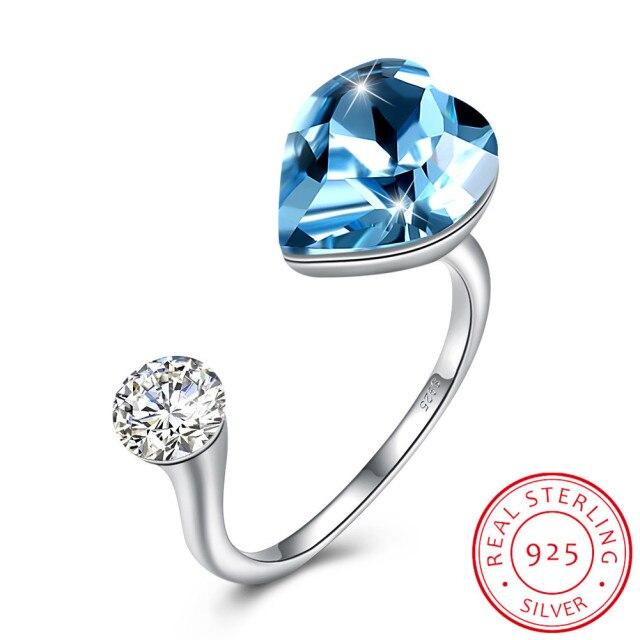 

Кристаллы из розового золота, позолоченные, открытые кольца в форме сердца, регулируемые, настоящее серебро S925, изящные украшения для пальцев для женщин, подарки Resizable