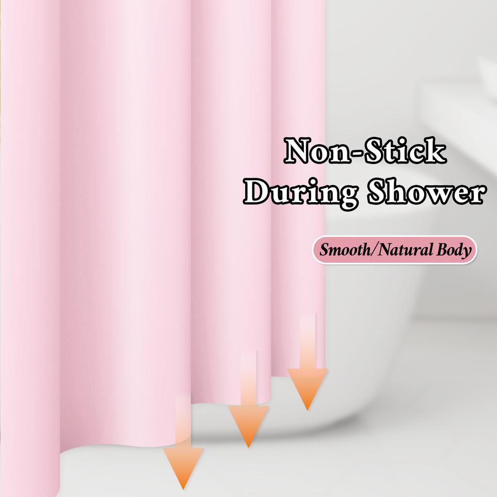 1Pc Minimalist Light Pink Shower Curtains, Basic Soild-Color Waterproof Bathroom Accessories
