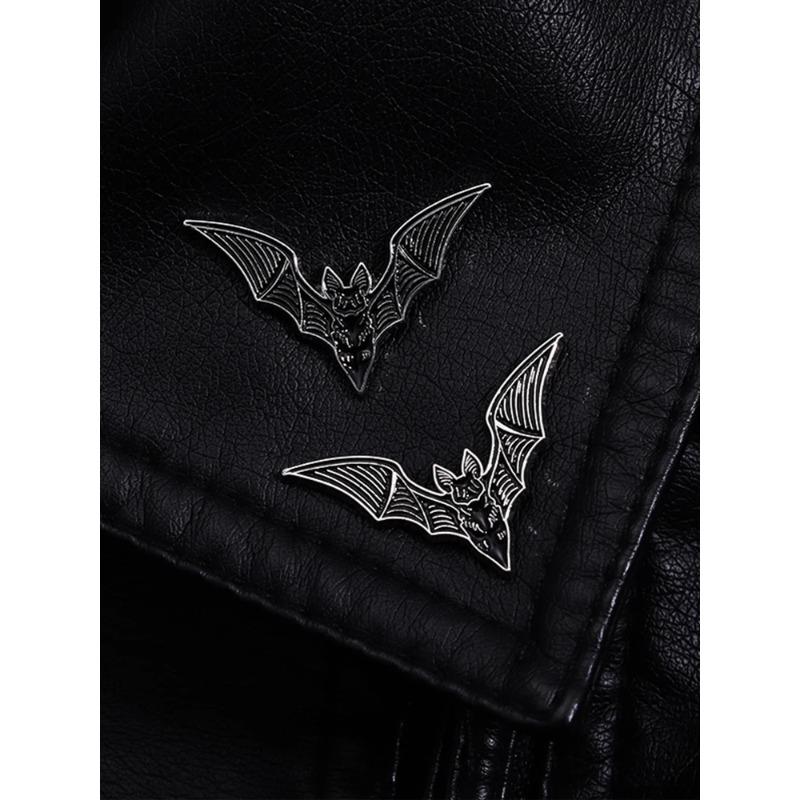 

2 шт. эмалевые значки с летучими мышами, готические панк-значки ведьмы на Хэллоуин, брошь на воротник, черные жуткие украшения, подарок для друзей