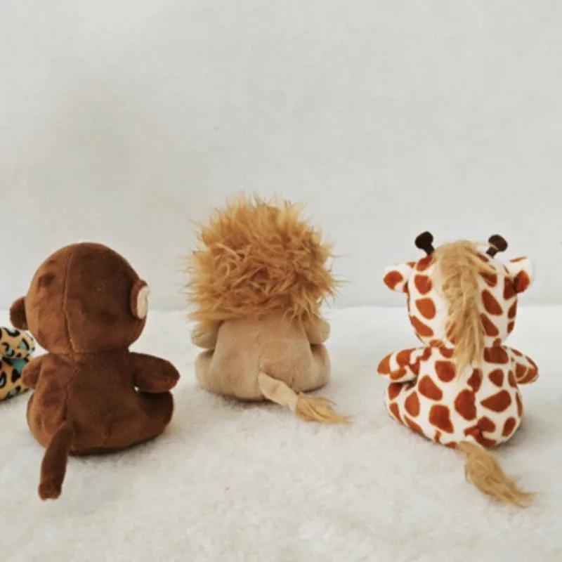Mini Waldtiere Stoffplüschtier Sitzender Löwe Tiger Elefant Affe Leopard Giraffe Puppe Schlüsselanhänger für Kinder Geburtstagsgeschenke