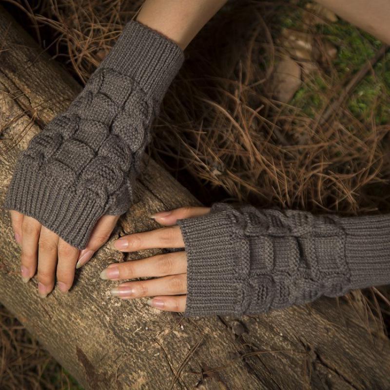 New Warm Knitted Fingerless Gloves - Autumn Winter Korean Sports Style with Double Twist Design