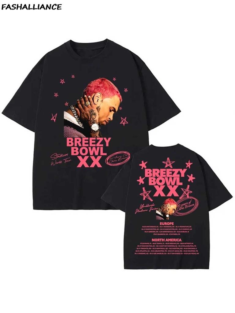 Chris Brown Tag Tshirt Breezy Bowl Xx Tour 2025 Tshirts Unisex Hiphop Short Sleeve T Shirt Streetwear Fans Gift Cb26