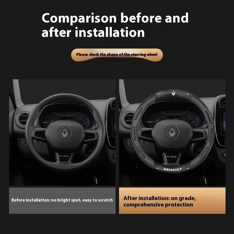 2026 Heiß Für Renault Radkappen Auto Kohlefaser Leder Lenkradabdeckung Für Renault Talisman Laguna Sandero Scenic kadjar Ca