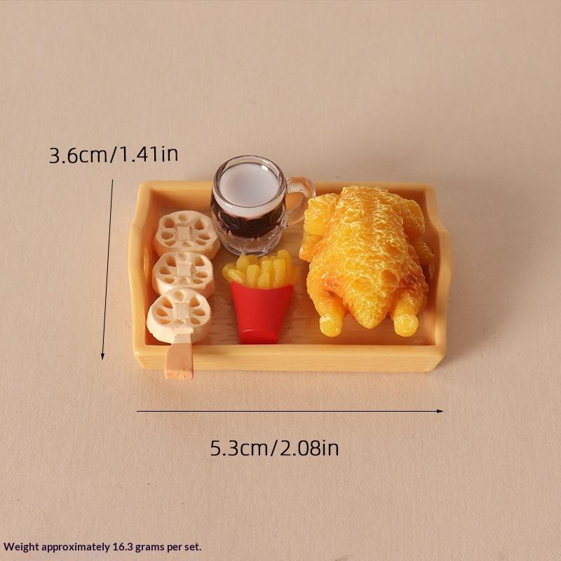 

1 Set Miniature Cartoon Model Tray Fried Chicken Beer Kit Dollhouse Gift Girl S Toy Mini Doll Accessories For 17Cm Doll A4