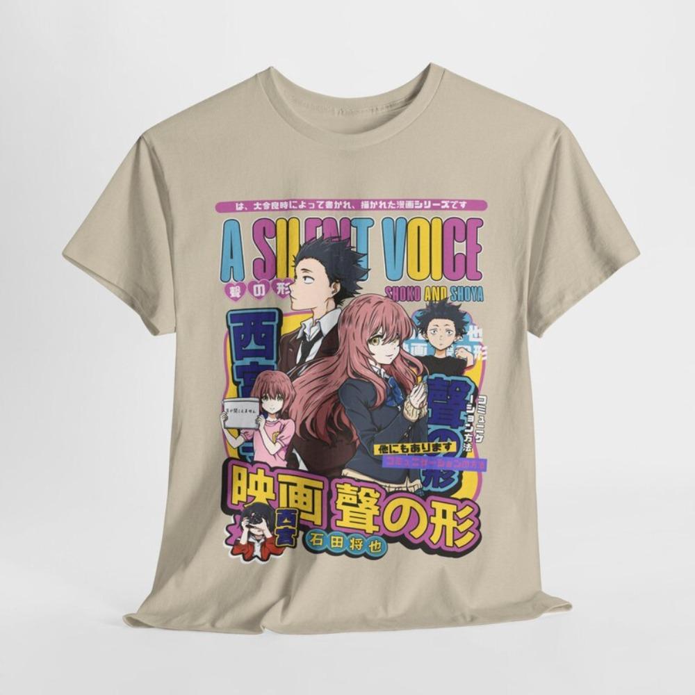 A Silent Voice Shoko Nishimiya & Shoya Ishida T-Shirt, Unisex Anime Fan Streetwear Tee, 100% Cotton Casual Short Sleeve Top
