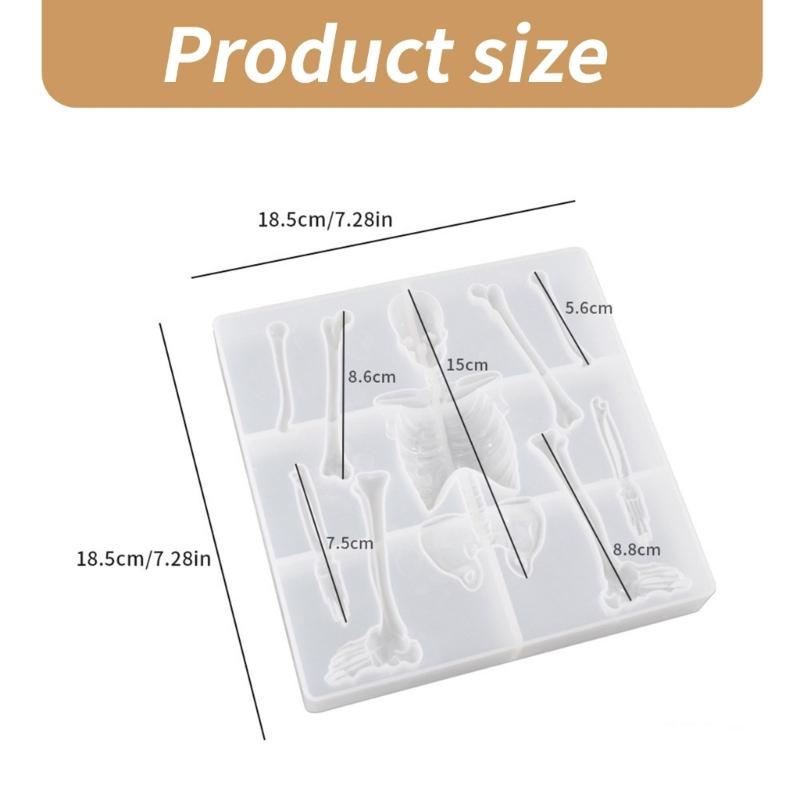 Creative Halloween Skeleton Body Stand Mould Flexible Silicone Mold for Plaster Figurine Festives Decoration Mould