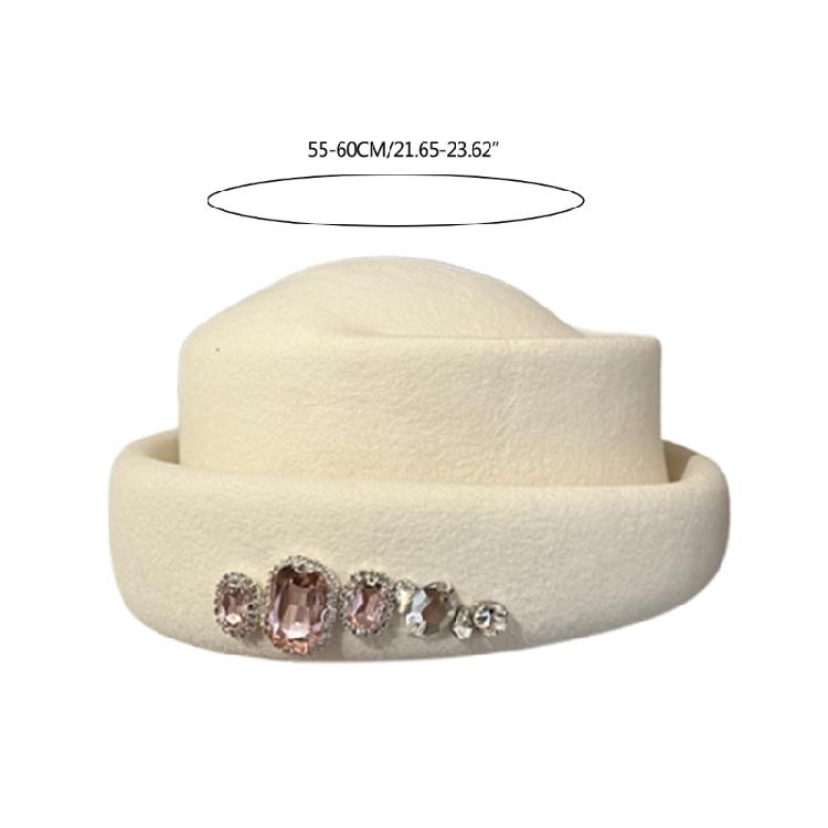 Women Felt Top Cap Girls Chauffeur Hat Adult Felt Beanie Winter Casual Headdress