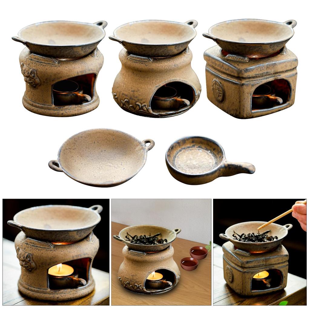 Oliebrander Chinese Stijl Vintage Oven Waxinelichthouder Kaarsdiffuser Kaarsenbrander Set voor SPA Yoga Slaapkamerdecoratie Meditatie
