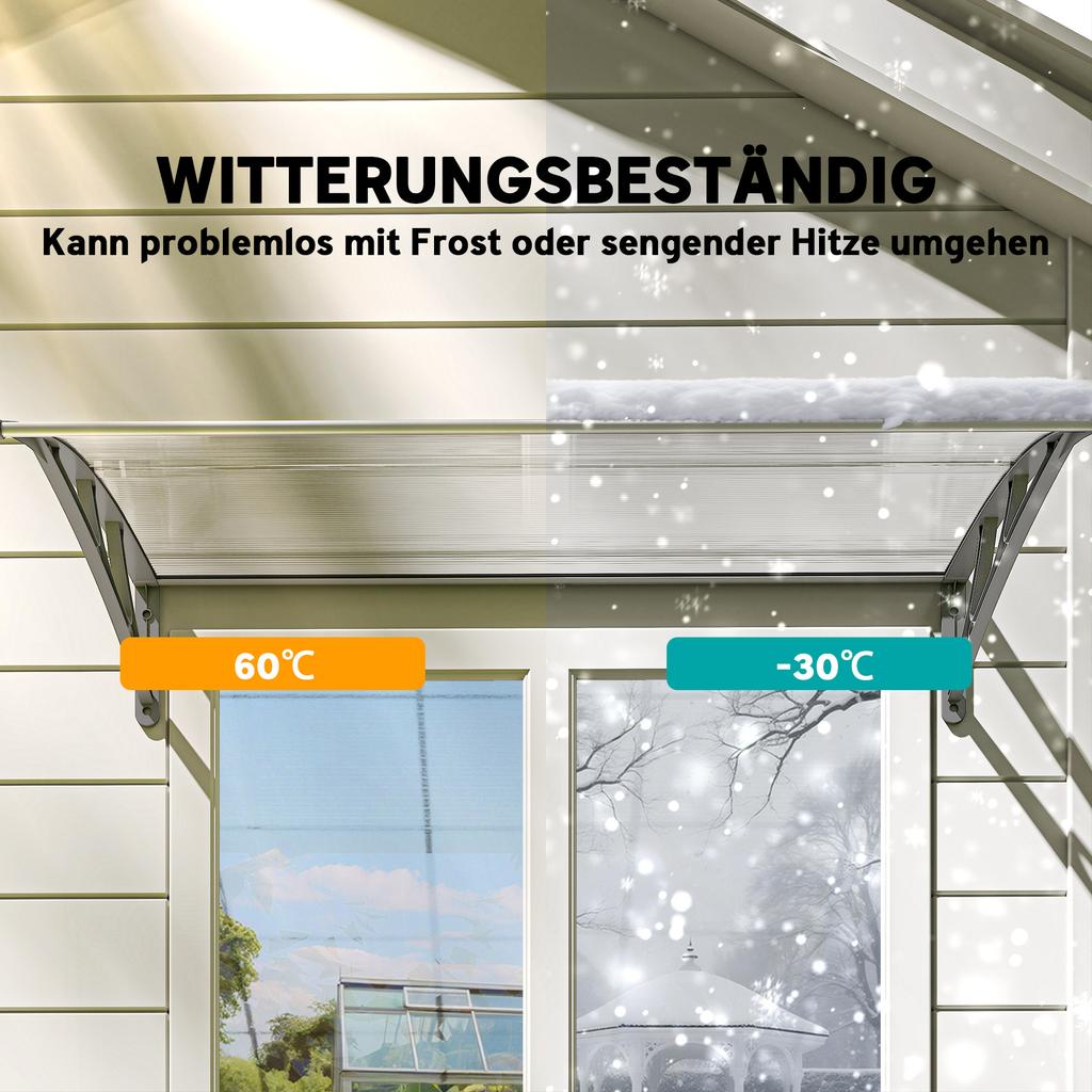 Front Door Canopy, Outdoor Awning, Rain Shelter, 110 X 60cm, Grey