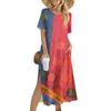 Damenmode Sommerkleid mit Farbblock-Patchwork-Print, lässiges Strandkleid, schmales Urlaubskleid