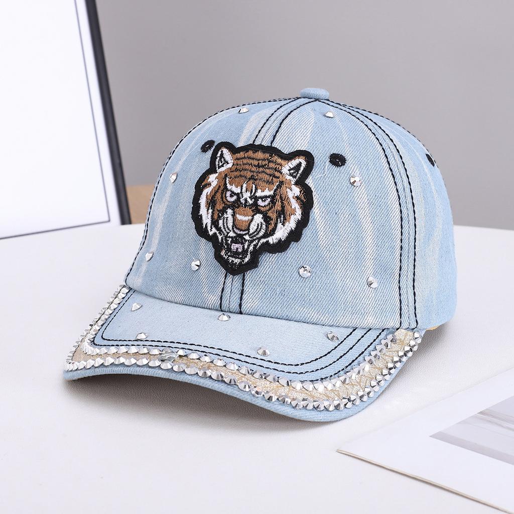 Fashion new handmade rhinestone baseball cap women's European and American fashion diamond-encrusted denim sunshade cap