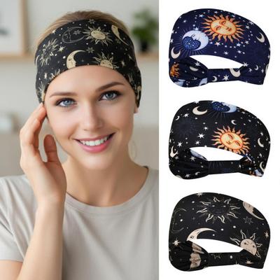 Diadema Ancha Estampada Boho para Mujer Elástica Deportiva Yoga Entrenamiento Nudada para el Cabello Vintage Étnica Africana Cubrecabezas Accesorios para el Cabello