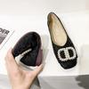Fashion 2024 New Spring and Autumn Square Head Shallow Women's Shoes Low Heel Fashion Soft Sole Women's Shoes Flat Pearl Single Shoes