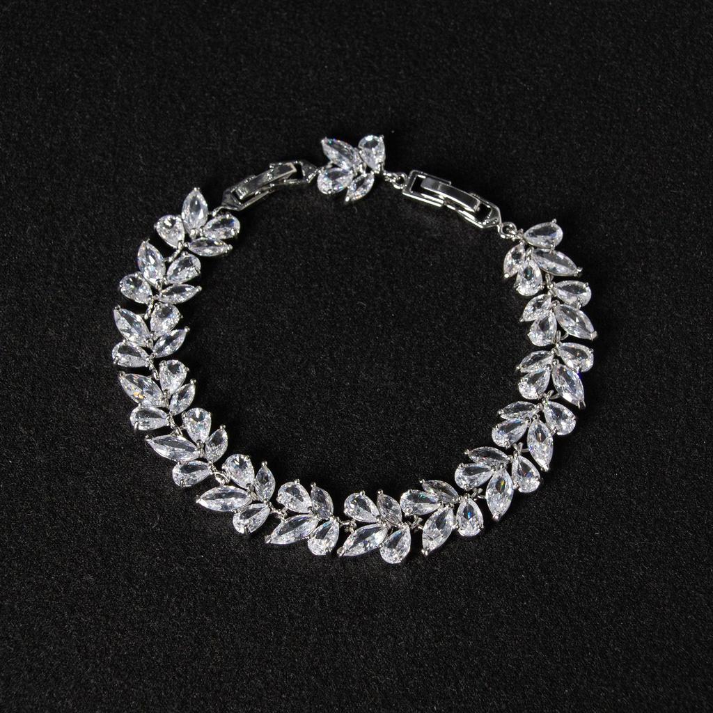 Flower Bridal Jewelry Set Necklace Ice Flower Earrings Zircon Jewelry Set