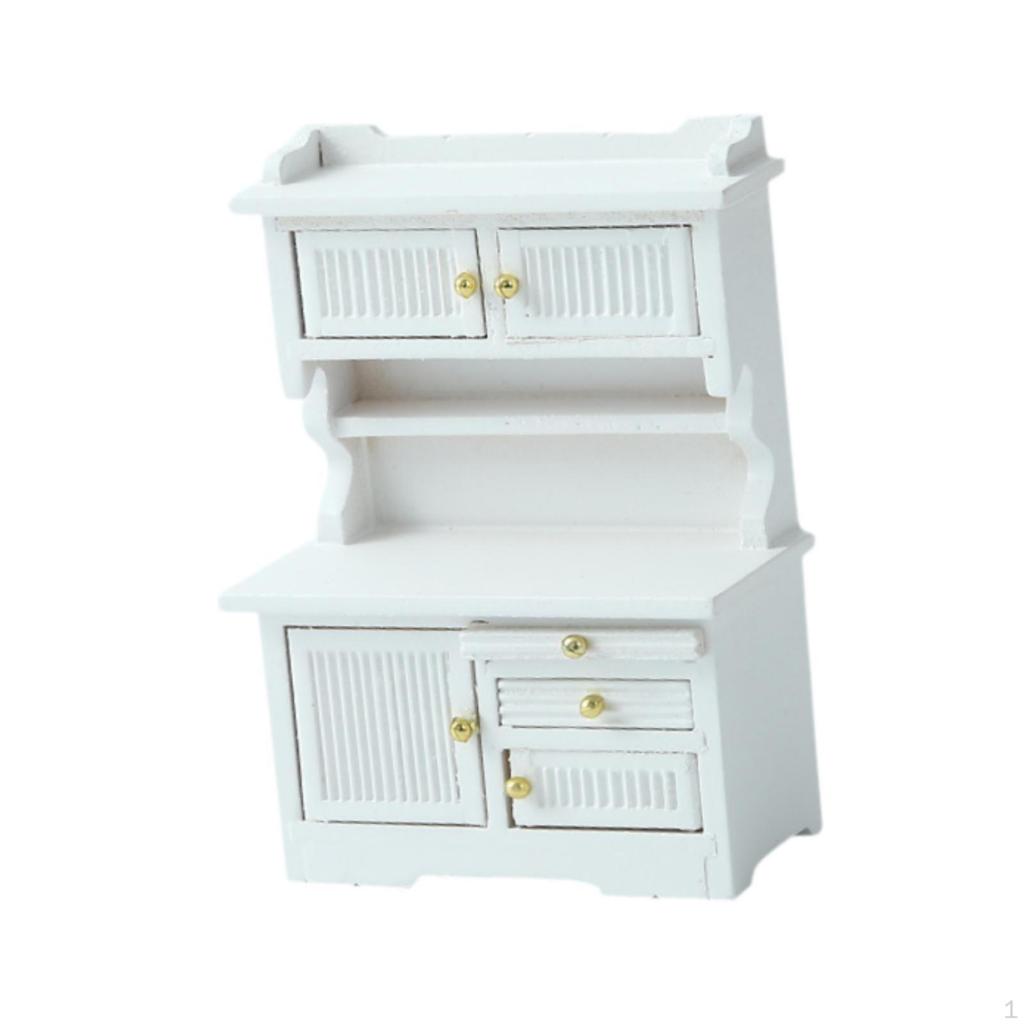 1/16 Dollhouse Bookcase Display Cabinet for Various Rooms Wood Furniture Accessory