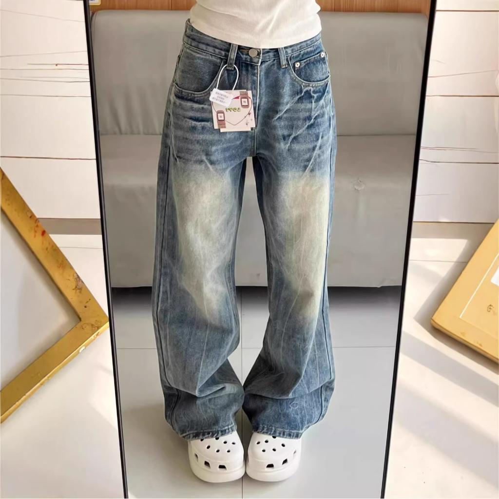 Women's High Rise Flare Jeans Non Stretch Vintage American Narrow Wide Leg Casual Wash Bootcut Denim Long Trousers