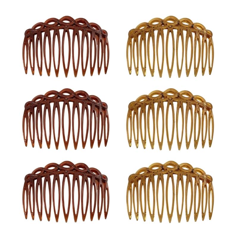 Pack of 6pcs Plastic/Resin French Side Combs For Women Hair Styling Accessories Side Parting Comb Headgear