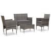 vidaXL 4-part. Garden Lounge Set with Cushions Poly Rattan Grey