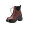 Martin boots women's leather thick-soled 2025 autumn and winter velvet thick heel waterproof table heightening front lace-up side zipper short boots