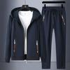 Herren Frühling und Herbst Sportbekleidung Einlagiger Kapuzen-Cardigan + Hose Zweiteiliges Set Hübsche Lauf-Cardigan Sportbekleidung