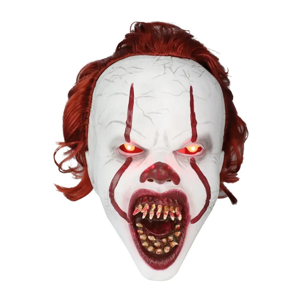 Joker 2 Latex Glow Cosplay Mask Horror Halloween LED Wig