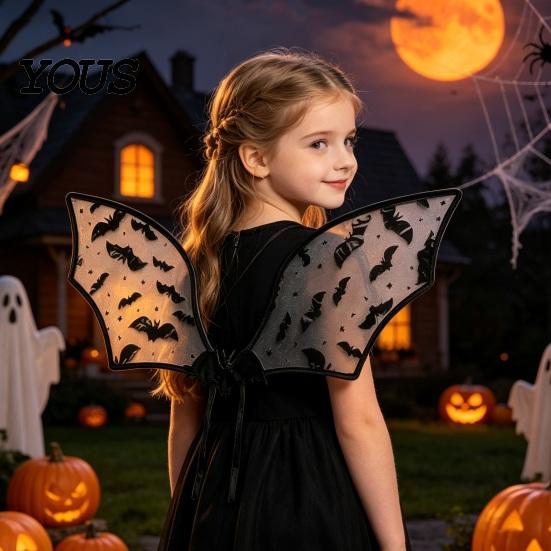 Portable Costume Gear Bat Wing for Kids Girls, Halloween Fairy Lightweight Cosplay Wings Parties, Cosplay, Festivals, Stage Performance Versatile