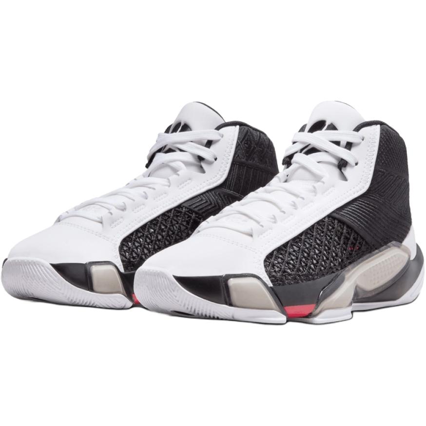 Air Jordan 38 GS Fundamental Kinder-Sneakers Weiß Schwarz Siren-Rot DZ3499-106