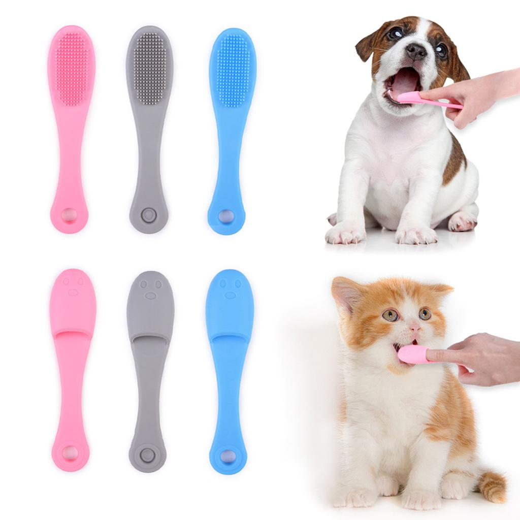 Pet Finger Toothbrush Soft Silicone Removes Plaque Tartar Clean Bad Breath Dog Finger Toothbrush
