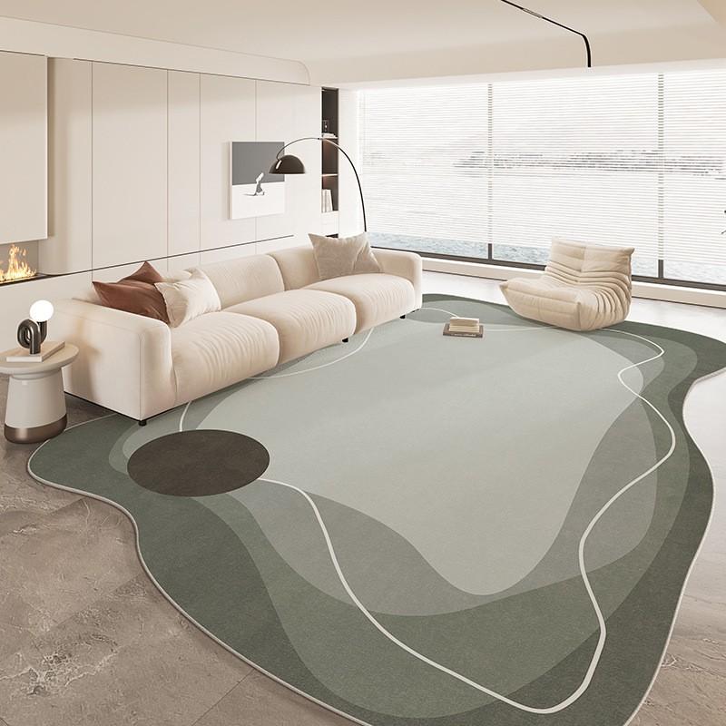 Modern Abstract Irregular Shape Area Rug Living Room Bedroom Non-Slip Washable Floor Mat Minimalist Cream Style