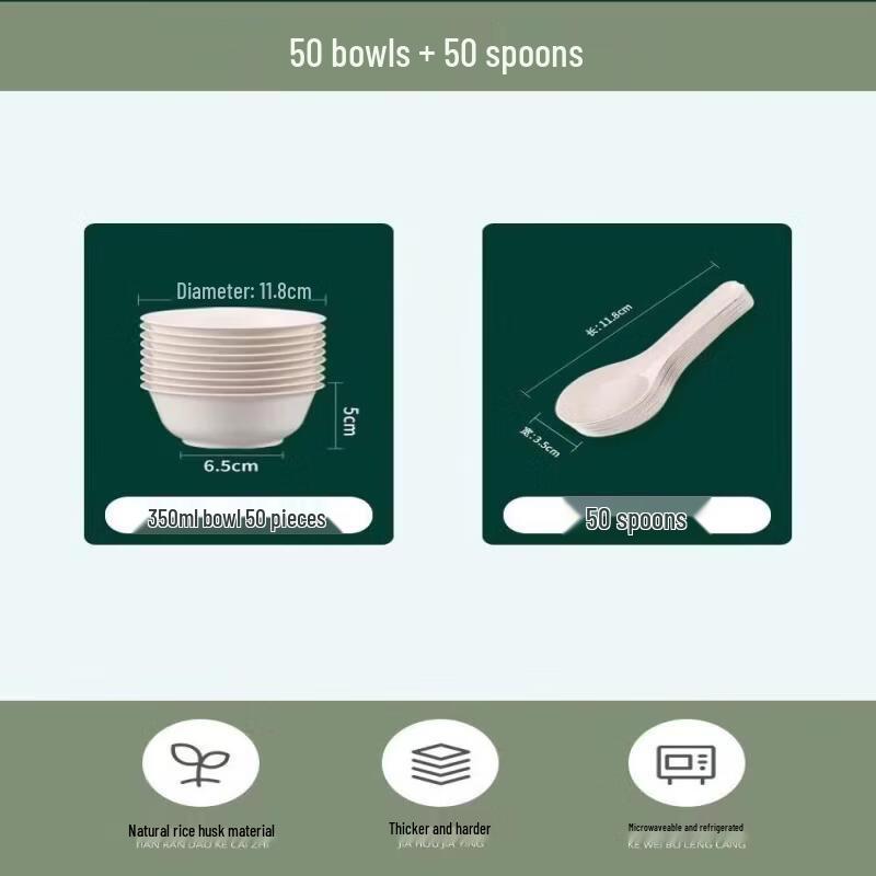 Eco-Friendly Rice Husk Disposable Tableware Set