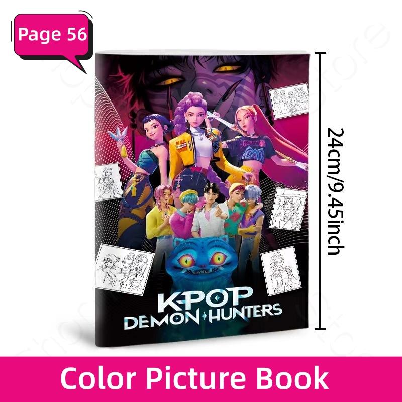 KPop Demon Hunter Coloring Books Cute Cartoon Tracking Kids Painting Sketch Stationery Book Creative Stick Figures Birthday Gift