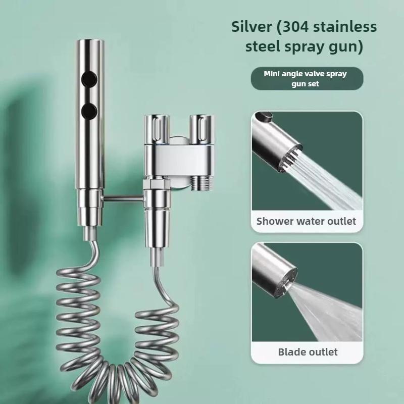 

Household Bidet Toilet Companion Spray Gun Faucet One In Two Out Bathroom High Pressure Water Gun Spray срібний