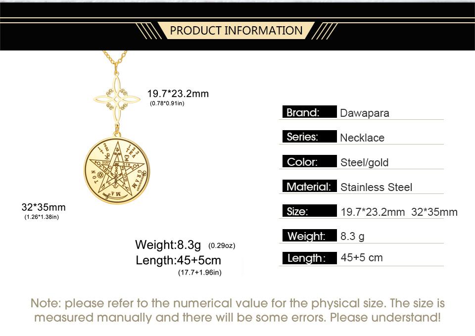 Dawapara Tetragrammaton Pentagram Necklaces Witches Knot Pendant Wiccan Protection Amulet Stainless Steel Jewelry