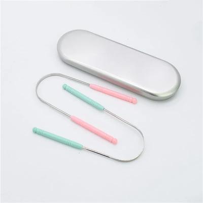 U-Shaped Tongue Scraper Stainless Steel Two-Color Tongue Coating Cleaner Metal Fresh Breath Oral Hygiene Care Tool 1 Dental