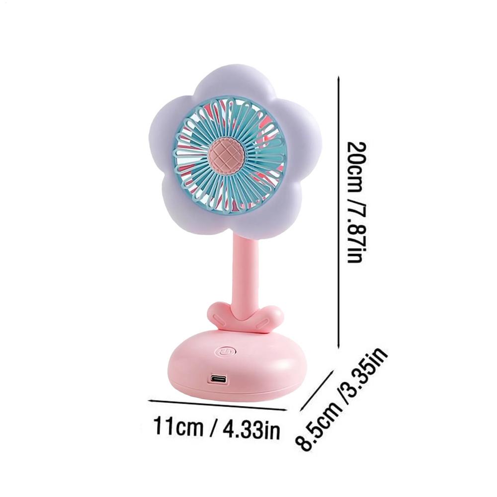 Desk Fans Small Quiet Flower Small Fans For Bedroom Cooling Air Circulator With Night Light & 2-Speed For Girls Women Travel